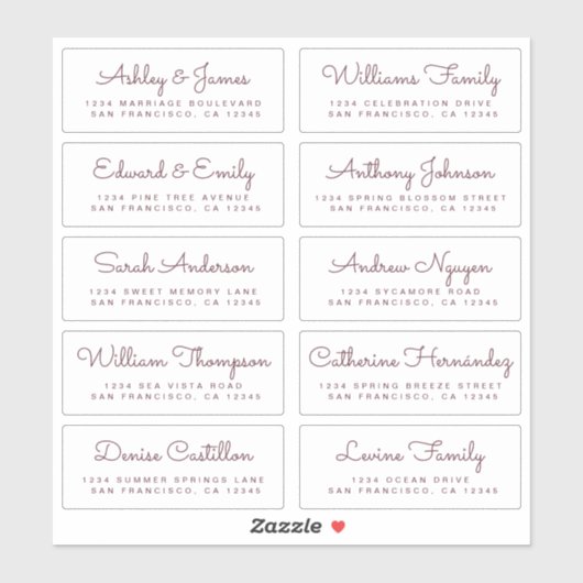 Chic Calligraphy Wedding Guest Adresetiketten Sticker (Vel)