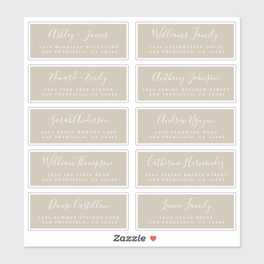 Chic Calligraphy Wedding Guest Adresetiketten Sticker (Vel)