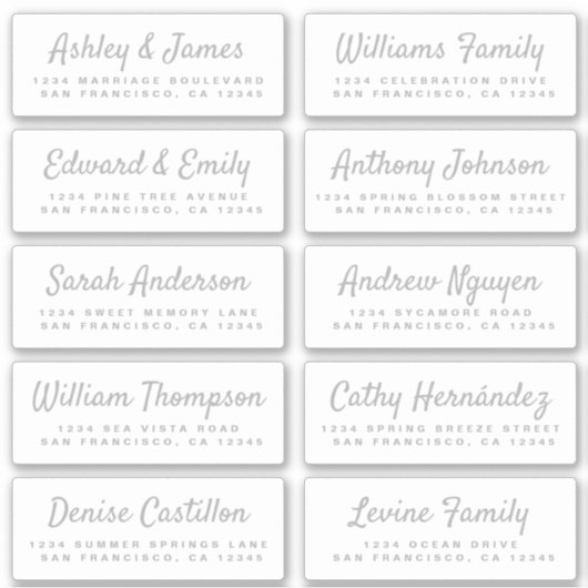Chic Calligraphy Wedding Guest Adresetiketten Sticker (Voorkant)