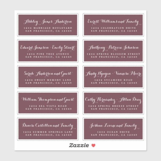 Chic Calligraphy Wedding Guest Adresetiketten Sticker (Vel)