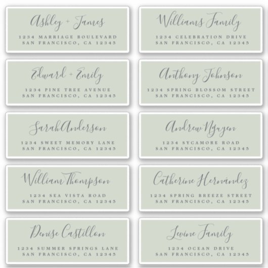 Chic Calligraphy Wedding Guest Adresetiketten Sticker (Voorkant)