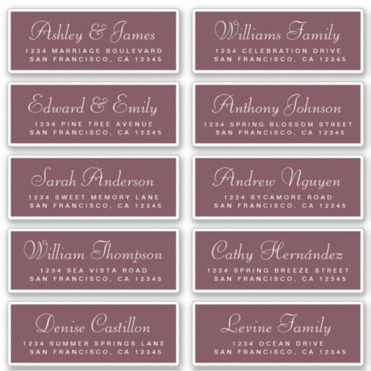 Chic Calligraphy Wedding Guest Adresetiketten Sticker (Voorkant)