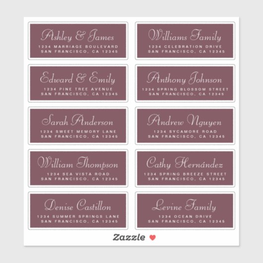 Chic Calligraphy Wedding Guest Adresetiketten Sticker (Vel)
