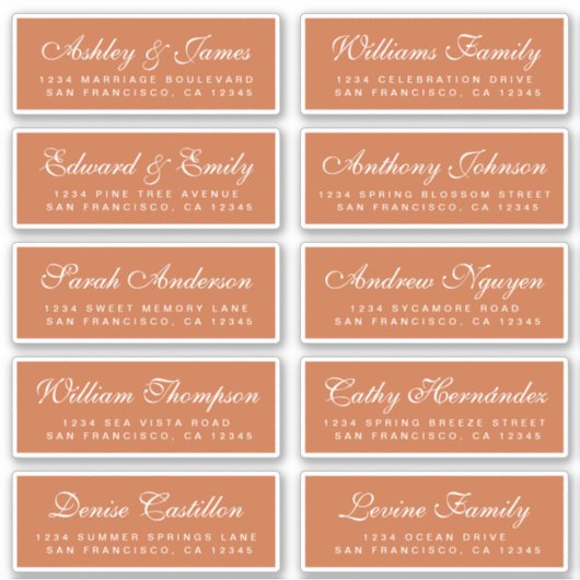 Chic Calligraphy Wedding Guest Adresetiketten Sticker (Voorkant)