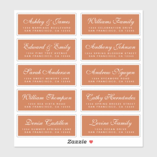 Chic Calligraphy Wedding Guest Adresetiketten Sticker (Vel)
