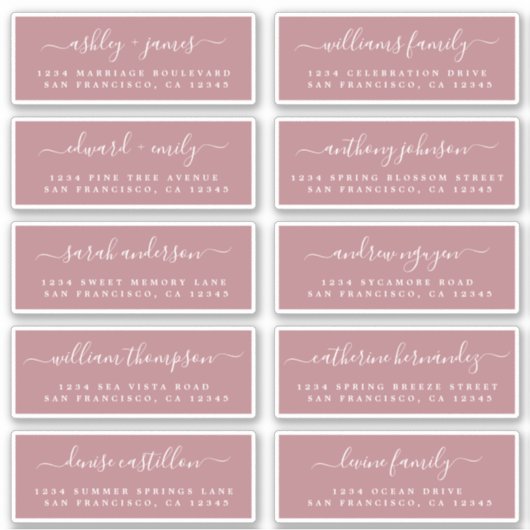 Chic Calligraphy Wedding Guest Adresetiketten Sticker (Voorkant)