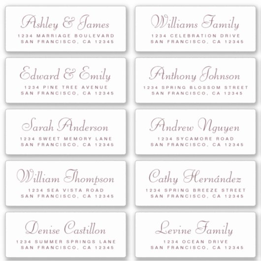 Chic Calligraphy Wedding Guest Adresetiketten Sticker (Voorkant)