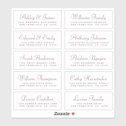 Chic Calligraphy Wedding Guest Adresetiketten Sticker (Vel)