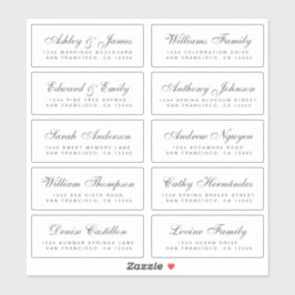 Chic Calligraphy Wedding Guest Adresetiketten Sticker