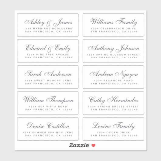 Chic Calligraphy Wedding Guest Adresetiketten Sticker (Vel)