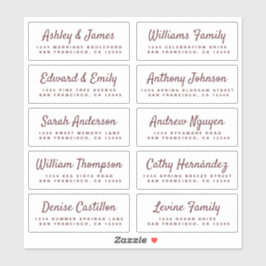Chic Calligraphy Wedding Guest Adresetiketten Sticker
