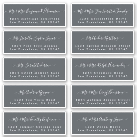 Chic Calligraphy Wedding Guest Adresetiketten Sticker (Voorkant)