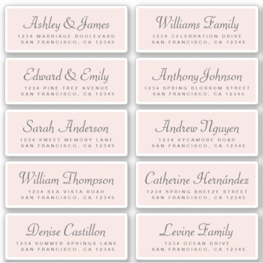 Chic Calligraphy Wedding Guest Adresetiketten Sticker (Voorkant)