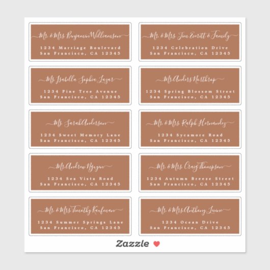 Chic Calligraphy Wedding Guest Adresetiketten Sticker (Vel)