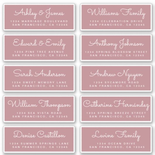 Chic Calligraphy Wedding Guest Adresetiketten Sticker (Voorkant)