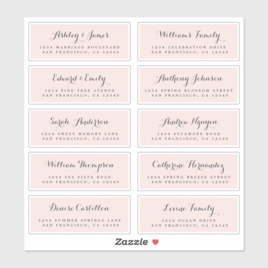 Chic Calligraphy Wedding Guest Adresetiketten Sticker (Vel)