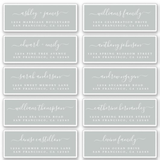 Chic Calligraphy Wedding Guest Adresetiketten Sticker (Voorkant)