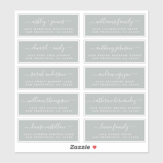 Chic Calligraphy Wedding Guest Adresetiketten Sticker (Vel)