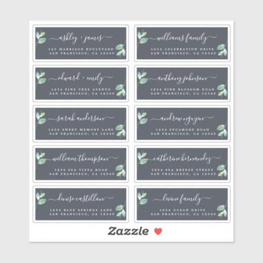 Chic Calligraphy Wedding Guest Adresetiketten Sticker (Vel)