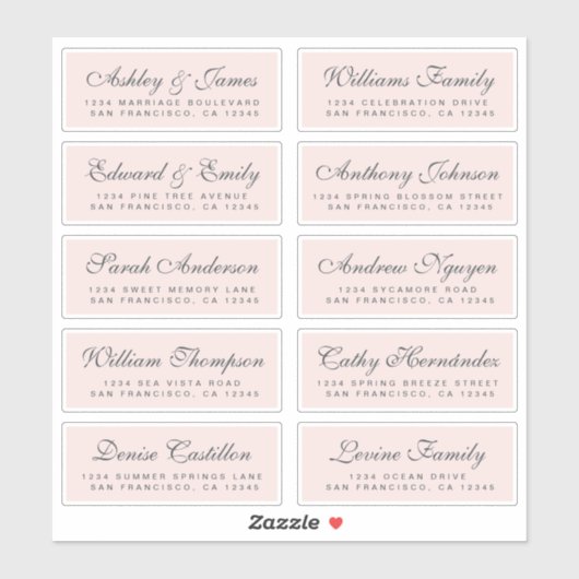 Chic Calligraphy Wedding Guest Adresetiketten Sticker (Vel)