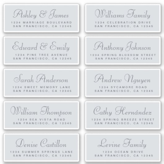 Chic Calligraphy Wedding Guest Adresetiketten Sticker (Voorkant)