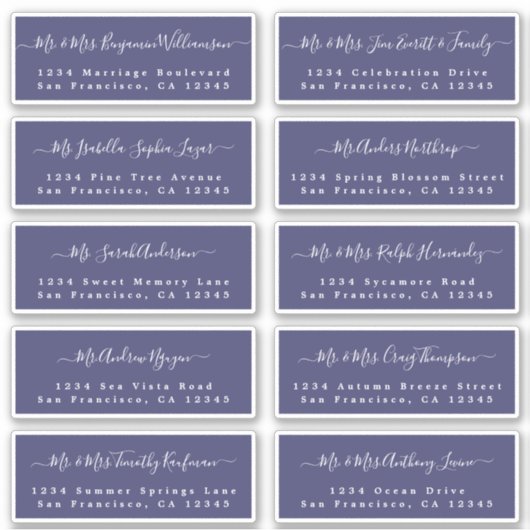 Chic Calligraphy Wedding Guest Adresetiketten Sticker (Voorkant)