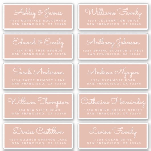 Chic Calligraphy Wedding Guest Adresetiketten Sticker (Voorkant)