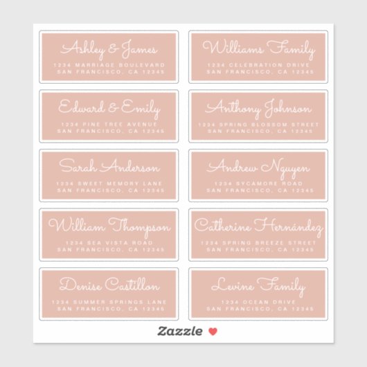 Chic Calligraphy Wedding Guest Adresetiketten Sticker (Vel)