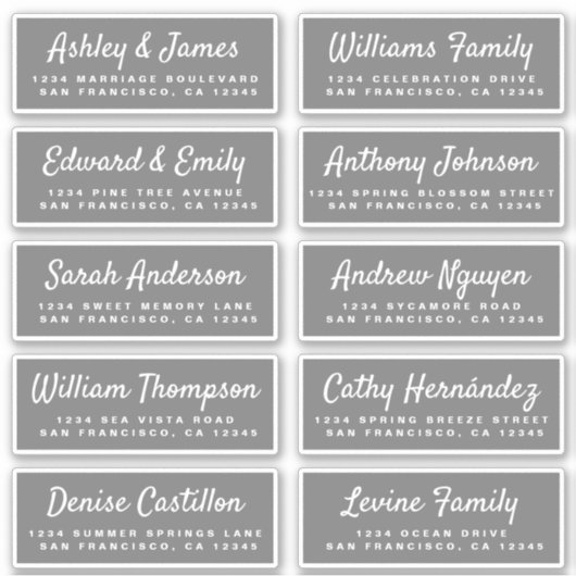 Chic Calligraphy Wedding Guest Adresetiketten Sticker (Voorkant)
