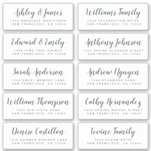 Chic Calligraphy Wedding Guest Adresetiketten Sticker