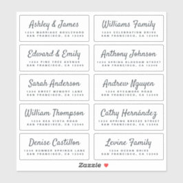Chic Calligraphy Wedding Guest Adresetiketten Sticker