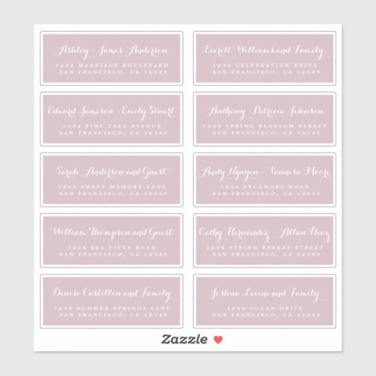 Chic Calligraphy Wedding Guest Adresetiketten Sticker (Vel)