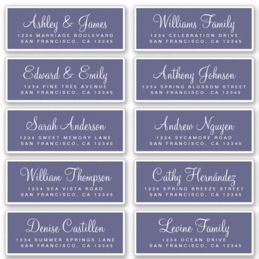 Chic Calligraphy Wedding Guest Adresetiketten Sticker (Voorkant)