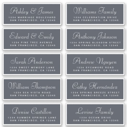 Chic Calligraphy Wedding Guest Adresetiketten Sticker (Voorkant)