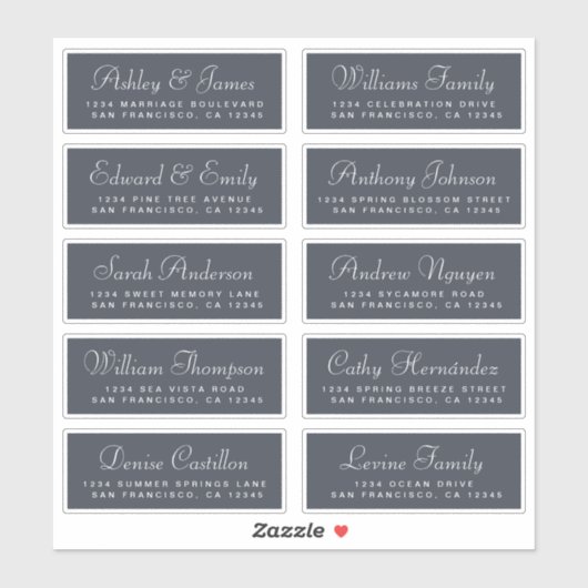 Chic Calligraphy Wedding Guest Adresetiketten Sticker (Vel)