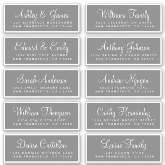 Chic Calligraphy Wedding Guest Adresetiketten Sticker (Voorkant)