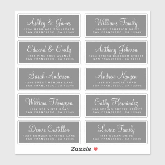 Chic Calligraphy Wedding Guest Adresetiketten Sticker (Vel)