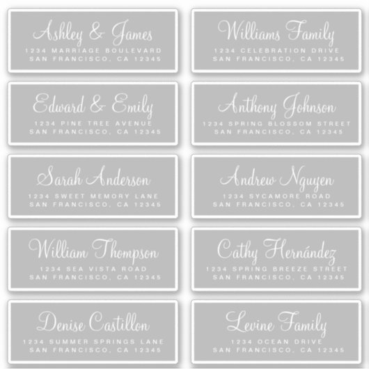 Chic Calligraphy Wedding Guest Adresetiketten Sticker (Voorkant)