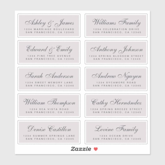 Chic Calligraphy Wedding Guest Adresetiketten Sticker (Vel)