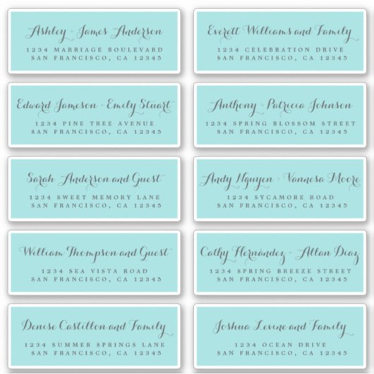 Chic Calligraphy Wedding Guest Adresetiketten Sticker (Voorkant)