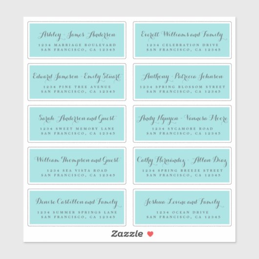 Chic Calligraphy Wedding Guest Adresetiketten Sticker (Vel)