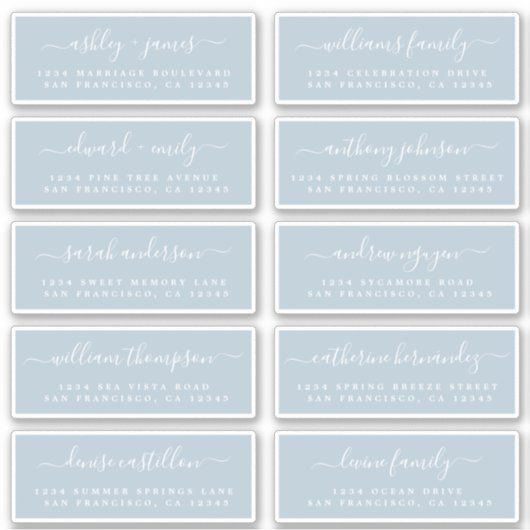 Chic Calligraphy Wedding Guest Adresetiketten Sticker (Voorkant)