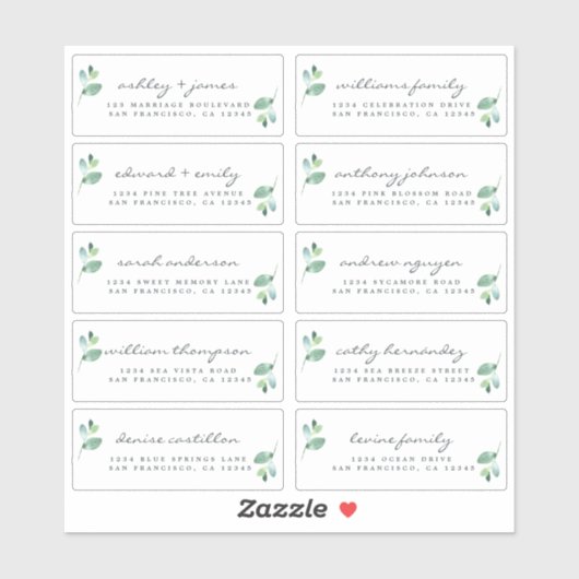 Chic Calligraphy Wedding Guest Adresetiketten Sticker (Vel)