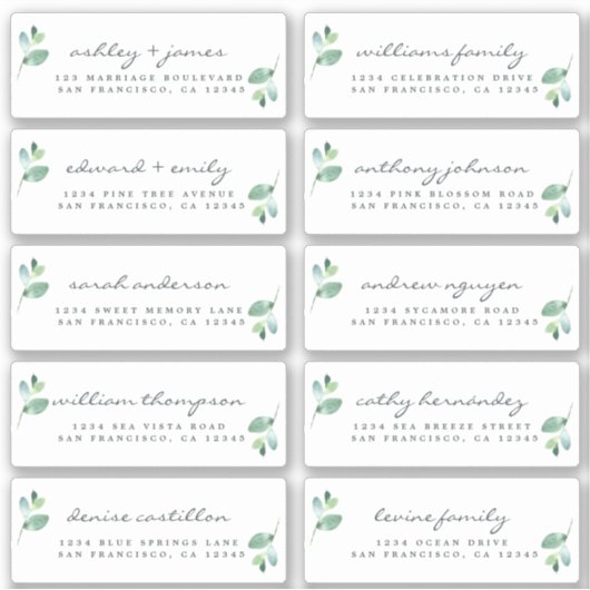 Chic Calligraphy Wedding Guest Adresetiketten Sticker (Voorkant)