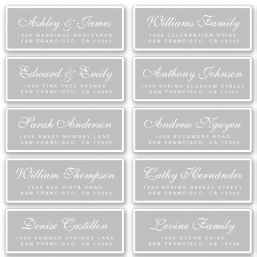 Chic Calligraphy Wedding Guest Adresetiketten Sticker (Voorkant)