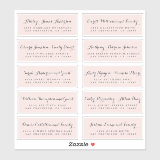 Chic Calligraphy Wedding Guest Adresetiketten Sticker (Vel)