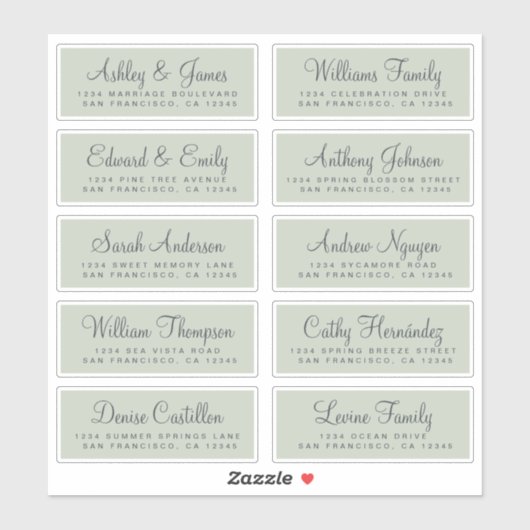 Chic Calligraphy Wedding Guest Adresetiketten Sticker (Vel)