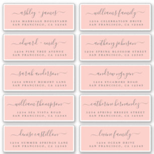 Chic Calligraphy Wedding Guest Adresetiketten Sticker