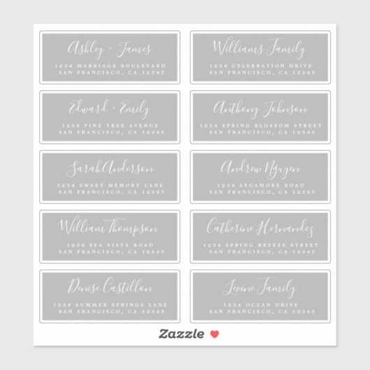 Chic Calligraphy Wedding Guest Adresetiketten Sticker (Vel)