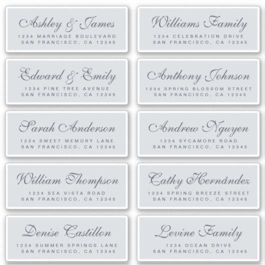 Chic Calligraphy Wedding Guest Adresetiketten Sticker (Voorkant)